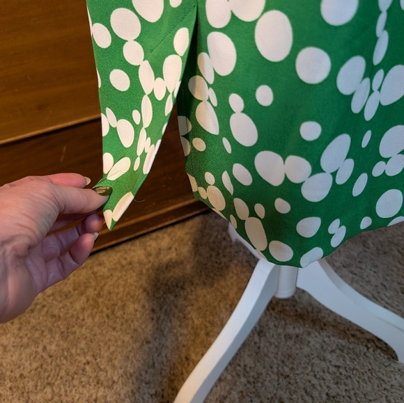 Dress Barn Spring Summer White & Green Floral Belted Dress Size 14 - Picture 9 of 13